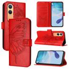 For OnePlus Nord CE4 Lite Embossed Butterfly Leather Phone Case(Red) - 1