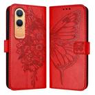 For OnePlus Nord CE4 Lite Embossed Butterfly Leather Phone Case(Red) - 2