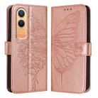 For OnePlus Nord CE4 Lite Embossed Butterfly Leather Phone Case(Rose Gold) - 2