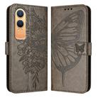 For OnePlus Nord CE4 Lite Embossed Butterfly Leather Phone Case(Grey) - 2