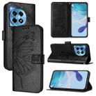 For OnePlus 12R 5G Global Embossed Butterfly Leather Phone Case(Black) - 1