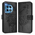 For OnePlus 12R 5G Global Embossed Butterfly Leather Phone Case(Black) - 2