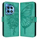 For OnePlus 12R 5G Global Embossed Butterfly Leather Phone Case(Green) - 2