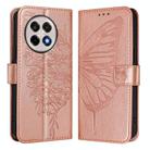 For OnePlus Ace 5 Pro / Ace 5 Embossed Butterfly Leather Phone Case(Rose Gold) - 2