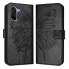 For OnePlus Ace 5 Racing Embossed Butterfly Leather Phone Case(Black) - 2
