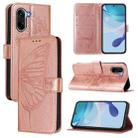 For OnePlus Ace 5 Racing Embossed Butterfly Leather Phone Case(Rose Gold) - 1