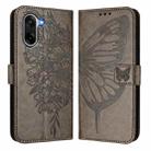 For OnePlus Ace 5 Racing Embossed Butterfly Leather Phone Case(Grey) - 2