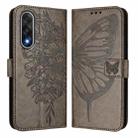 For OnePlus Ace 5 Ultra Embossed Butterfly Leather Phone Case(Grey) - 2