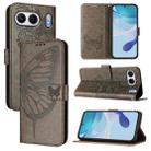 For OnePlus Nord 4 5G Global Embossed Butterfly Leather Phone Case(Grey) - 1