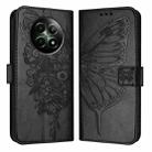 For Realme 12 5G Global Embossed Butterfly Leather Phone Case(Black) - 1