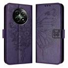For Realme 12 5G Global Embossed Butterfly Leather Phone Case(Dark Purple) - 1