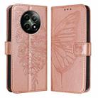 For Realme 12 5G Global Embossed Butterfly Leather Phone Case(Rose Gold) - 1