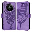 For Realme 12 5G Global Embossed Butterfly Leather Phone Case(Light Purple) - 1