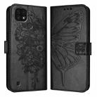 For Realme C20 / C11 2021 / C21 Embossed Butterfly Leather Phone Case(Black) - 1