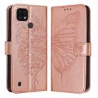 For Realme C20 / C11 2021 / C21 Embossed Butterfly Leather Phone Case(Rose Gold) - 1
