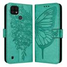 For Realme C20 / C11 2021 / C21 Embossed Butterfly Leather Phone Case(Green) - 1