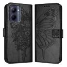 For Realme C33 2022 / C33 2023 Global Embossed Butterfly Leather Phone Case(Black) - 1