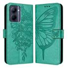 For Realme C33 2022 / C33 2023 Global Embossed Butterfly Leather Phone Case(Green) - 1