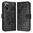 For Realme C67 4G Global Embossed Butterfly Leather Phone Case(Black) - 1