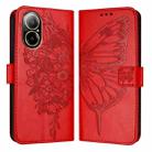 For Realme C67 4G Global Embossed Butterfly Leather Phone Case(Red) - 1