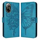 For Realme C67 4G Global Embossed Butterfly Leather Phone Case(Blue) - 1