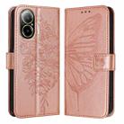 For Realme C67 4G Global Embossed Butterfly Leather Phone Case(Rose Gold) - 1