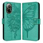 For Realme C67 4G Global Embossed Butterfly Leather Phone Case(Green) - 1