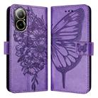 For Realme C67 4G Global Embossed Butterfly Leather Phone Case(Light Purple) - 1