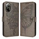 For Realme C67 4G Global Embossed Butterfly Leather Phone Case(Grey) - 1