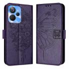 For Realme 10T 5G / 10s 5G / 9i 5G India Embossed Butterfly Leather Phone Case(Dark Purple) - 1