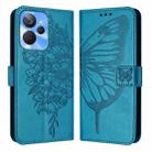 For Realme 10T 5G / 10s 5G / 9i 5G India Embossed Butterfly Leather Phone Case(Blue) - 1