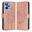 For Realme 10T 5G / 10s 5G / 9i 5G India Embossed Butterfly Leather Phone Case(Rose Gold) - 1