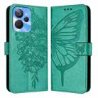 For Realme 10T 5G / 10s 5G / 9i 5G India Embossed Butterfly Leather Phone Case(Green) - 1