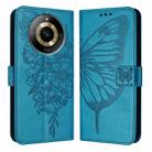 For Realme 11 4G Global Embossed Butterfly Leather Phone Case(Blue) - 1