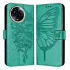 For Realme 11 5G Global / 11X 5G Embossed Butterfly Leather Phone Case(Green) - 1
