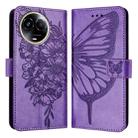 For Realme 11 5G Global / 11X 5G Embossed Butterfly Leather Phone Case(Light Purple) - 1