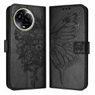 For Realme C67 5G India/Narzo 60x Global Embossed Butterfly Leather Phone Case(Black) - 1