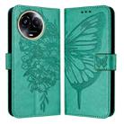 For Realme C67 5G India/Narzo 60x Global Embossed Butterfly Leather Phone Case(Green) - 1