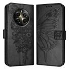 For Realme 12+ Global/Narzo 70 Pro India Embossed Butterfly Leather Phone Case(Black) - 1