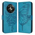 For Realme 12+ Global/Narzo 70 Pro India Embossed Butterfly Leather Phone Case(Blue) - 1