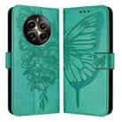 For Realme 12+ Global/Narzo 70 Pro India Embossed Butterfly Leather Phone Case(Green) - 1