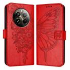 For Realme 12 Pro 5G / 12 Pro+ 5G Global Embossed Butterfly Leather Phone Case(Red) - 1