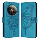 For Realme 12 Pro 5G / 12 Pro+ 5G Global Embossed Butterfly Leather Phone Case(Blue) - 1