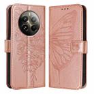 For Realme 12 Pro 5G / 12 Pro+ 5G Global Embossed Butterfly Leather Phone Case(Rose Gold) - 1