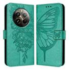 For Realme 12 Pro 5G / 12 Pro+ 5G Global Embossed Butterfly Leather Phone Case(Green) - 1