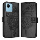 For Realme C30 4G/C30s/Narzo 50i Prime Embossed Butterfly Leather Phone Case(Black) - 1