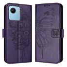 For Realme C30 4G/C30s/Narzo 50i Prime Embossed Butterfly Leather Phone Case(Dark Purple) - 1