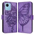 For Realme C30 4G/C30s/Narzo 50i Prime Embossed Butterfly Leather Phone Case(Light Purple) - 1