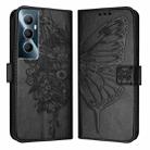 For Realme C65 4G Global Embossed Butterfly Leather Phone Case(Black) - 1