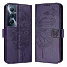 For Realme C65 4G Global Embossed Butterfly Leather Phone Case(Dark Purple) - 1